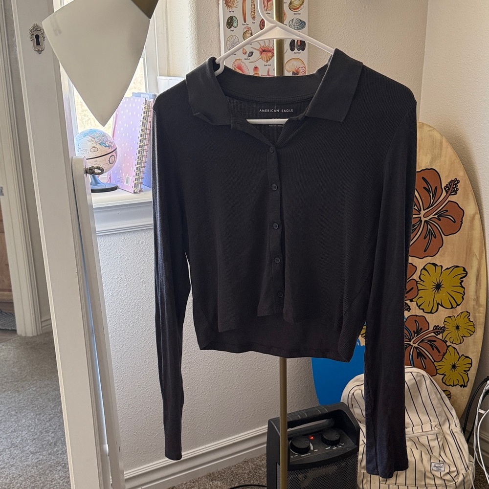 American Eagle Outfitters Black Button Down Shirt